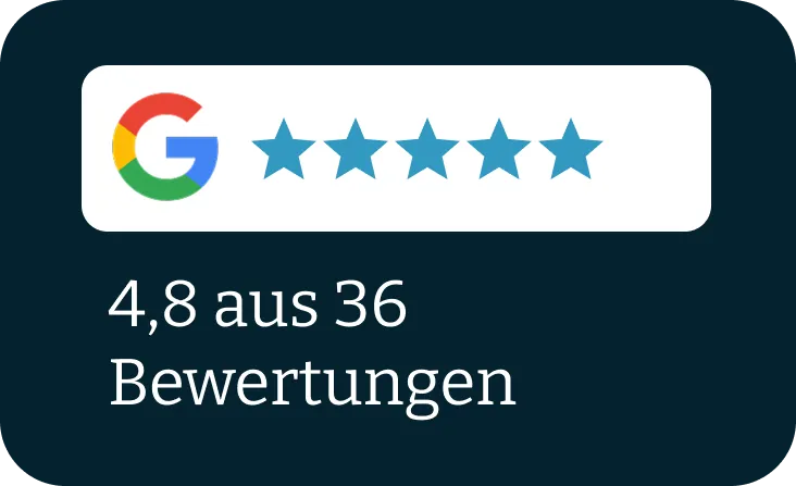 Anzeige der Bewertungen auf Google Rezensionen mit 4,8 Sternen aus 36 Bewertungen